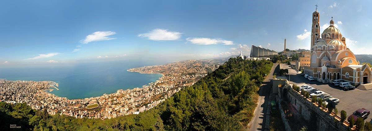 Bay of Jounieh and Cathedral of Saint Pierre and Paul