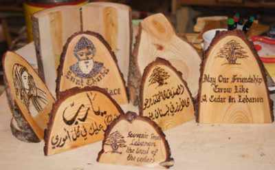 Crafted souvenirs Lebanese cedar wood forest Becharre Bsharri