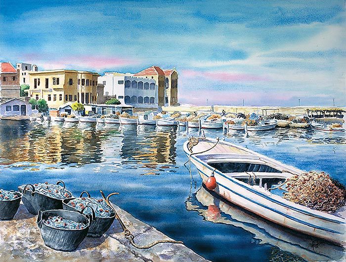 The old harbor of Tyre - Art print Artist Michel Rouhana