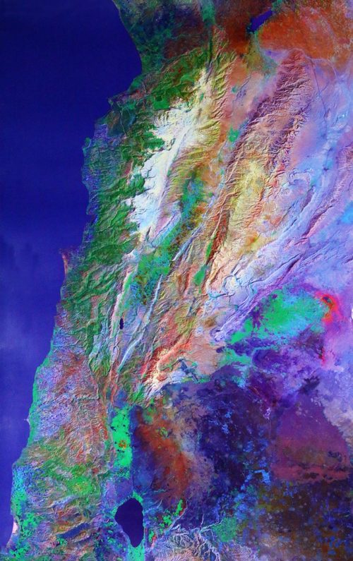 Satellite map of Lebanon from space