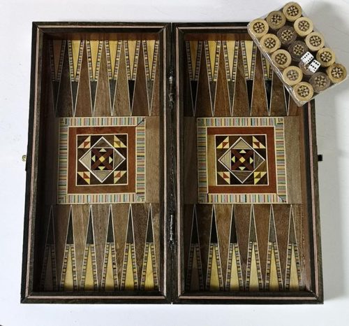 Wooden backgammon game
