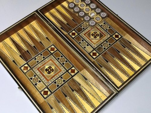 Large Wooden mosaic backgammon