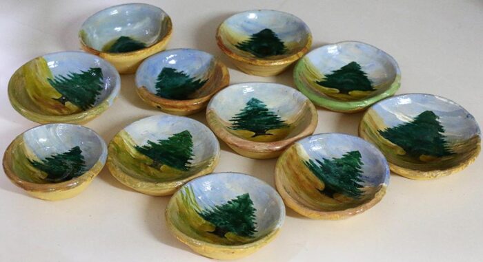 Clay souvenirs pottery painted
