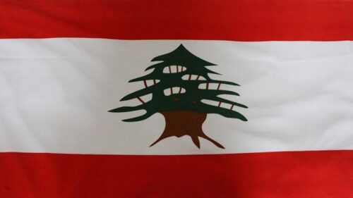 Beach Lebanese towel flag of Lebanon