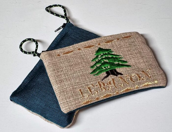 Pouch bag Cedar of Lebanon gold embroidery