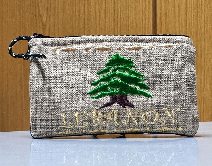 Small pouch bag Cedar of Lebanon gold embroidery