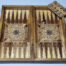 Backgammon quality wood engraved with shell