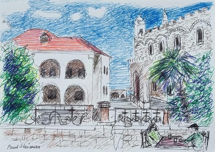 Batroun painting drawing mar Estephan cathedral