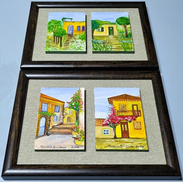 Framed Lebanon art paintings in miniature