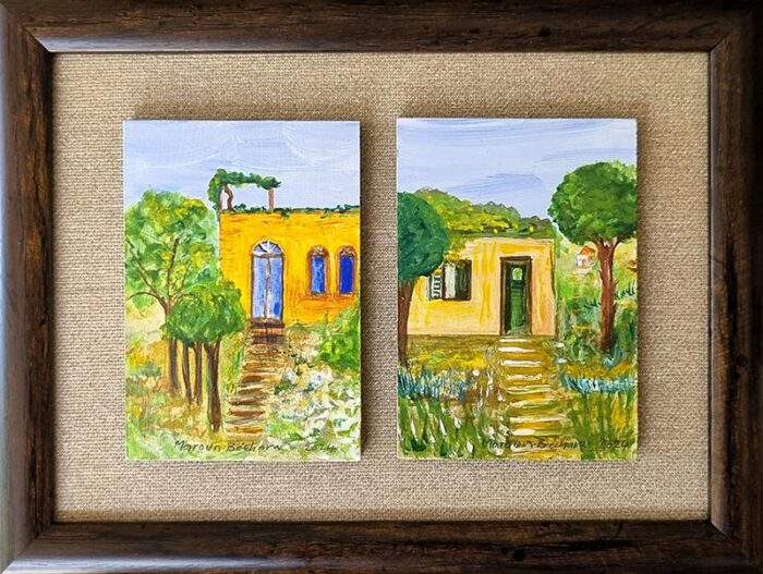 Rectangular framed miniature art paintings