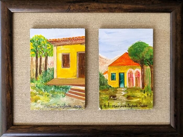 Rectangular framed miniature art paintings