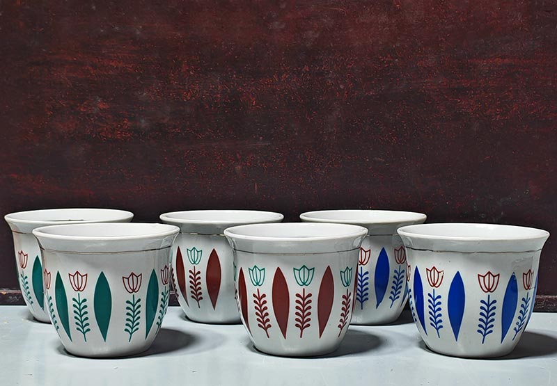 Traditional large coffee ceramic cups