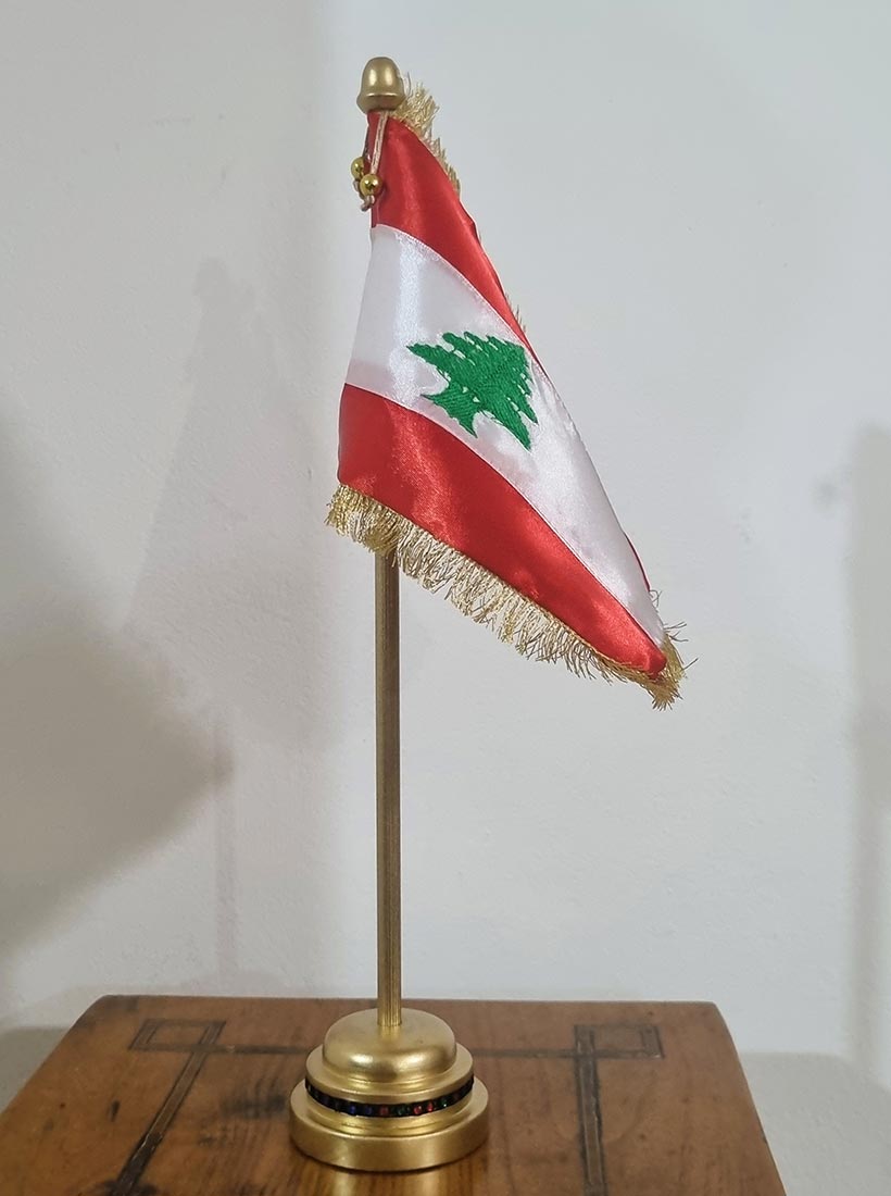 Golden-painted Lebanese Desk Flag