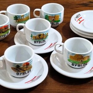 6 coffee ceramic cups with plate - Byblos