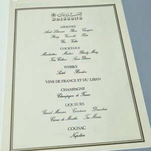 Aperitifs Cocktails Whisky Vins de France et du Liban Hors d'oeuvres