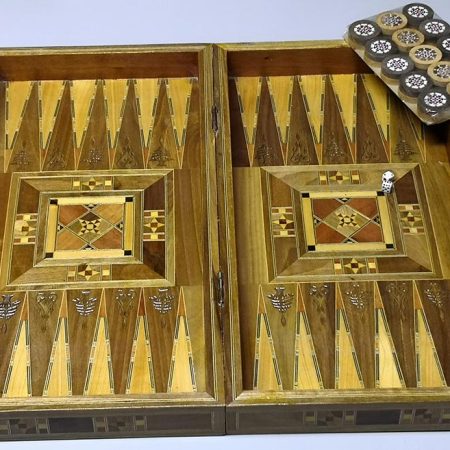 Engraved Lebanon wooden backgammon