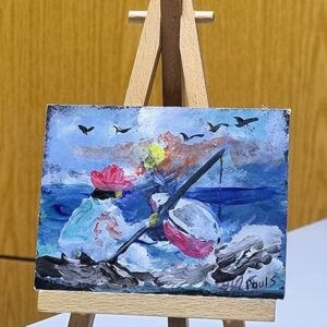 Painting Fishing at sunset