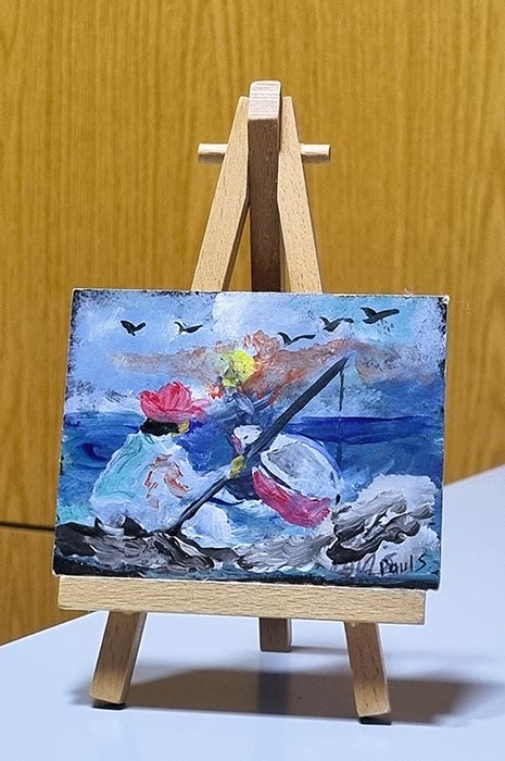 Painting Fishing at sunset