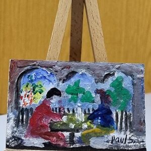 Gossip at Coffee Break - miniature art