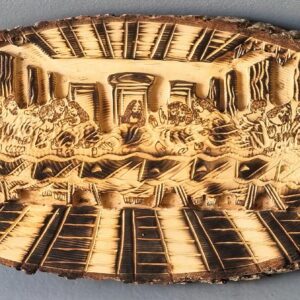 Last Supper wood sculpture in relief