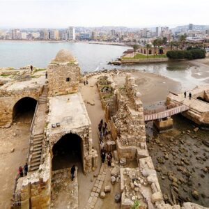 Saida aerial view, Sea castle in poster - Image 1