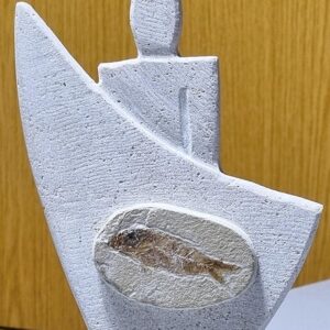 The Phoenician sailing sculpture with fossils