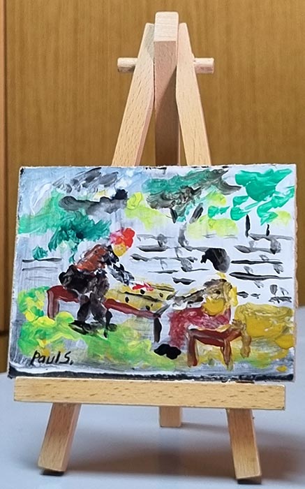 The backgammon Tawleh players through a painting