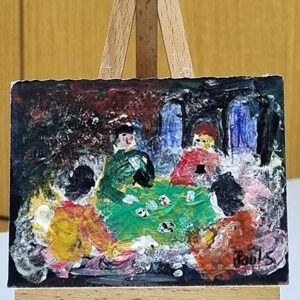 Miniature painting showing card players