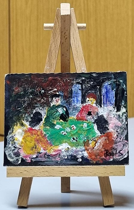 Miniature painting showing card players