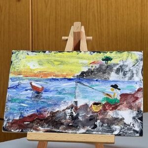 The fisherman small miniature painting
