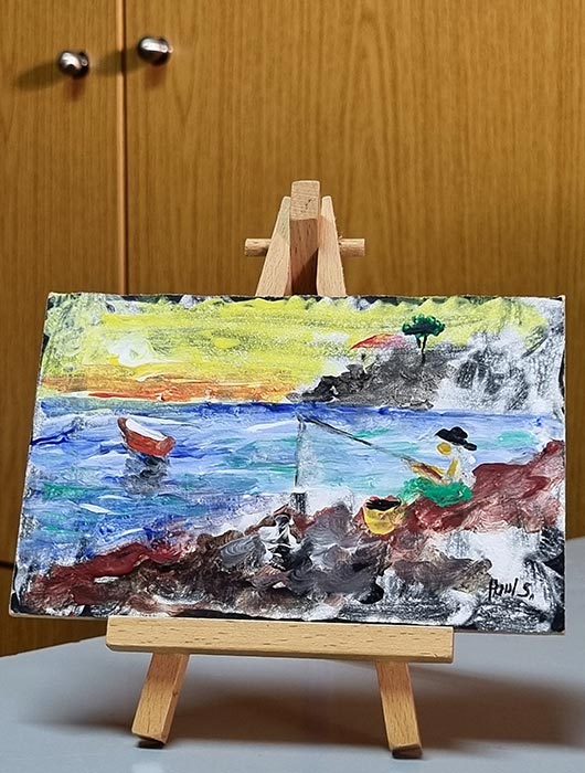 The fisherman small miniature painting