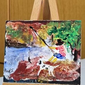 The river fisherman in art painting