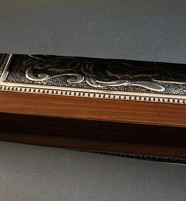 Lebanese crafted tea boxes made from hardwoods plate of metal