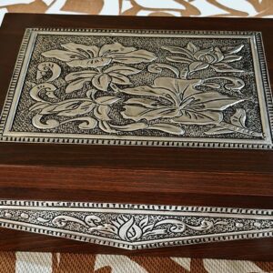 Lebanese crafted tea boxes made from hardwoods plate of metal