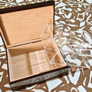 Crafted tea boxes made from hardwoods plexiglass
