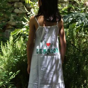 Dress printed, colors of the Lebanese flag and cedar of Lebanon - Image 2