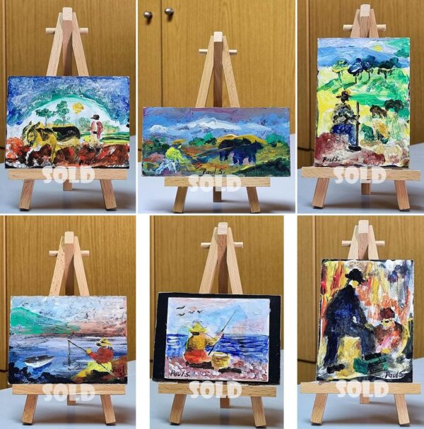 Farmer cows herder and fisherman -The shoe cleaner - In painting