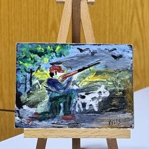 hunting in Lebanese mountains in painting