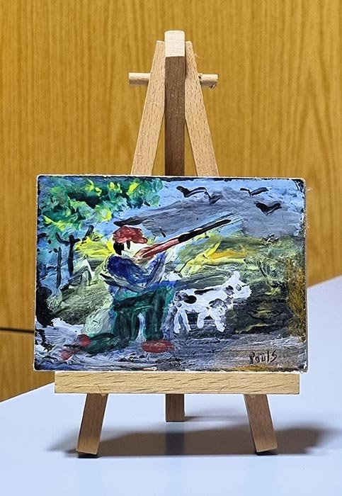 hunting in Lebanese mountains in painting