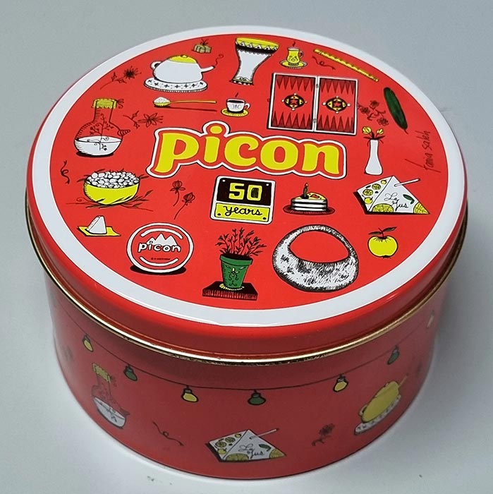 Retro metal Picon box celebrating 50 years cheese Tania Saleh