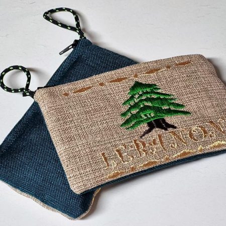 Pouch bag Cedar of Lebanon gold embroidery