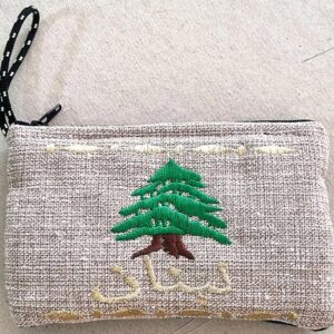 Pouch bag Cedar لبنان Lubnan gold embroidery