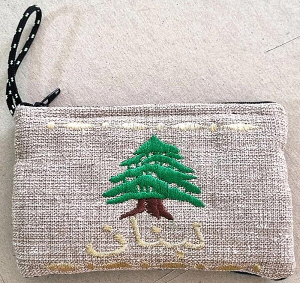 Pouch bag Cedar لبنان Lubnan gold embroidery