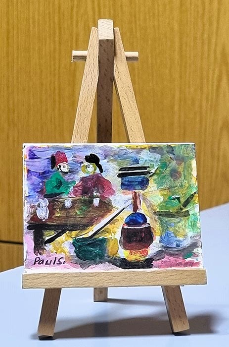 Art painting in miniature preparing Lebanese Arak National drink