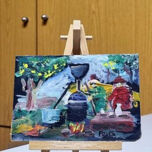 Preparing the lebanese arak in art painting