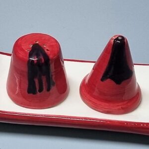 Ceramic salt & pepper cellars with plate - Image 2