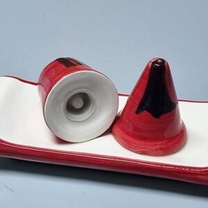 Ceramic salt & pepper cellars with plate - Image 3