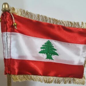 Lebanese flag silk touch and the cedar is embroidered