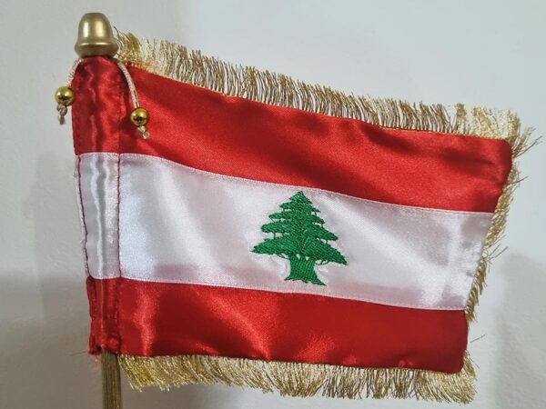 Lebanese flag silk touch and the cedar is embroidered