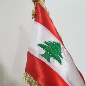 Lebanese flag silk touch and the cedar is embroidered